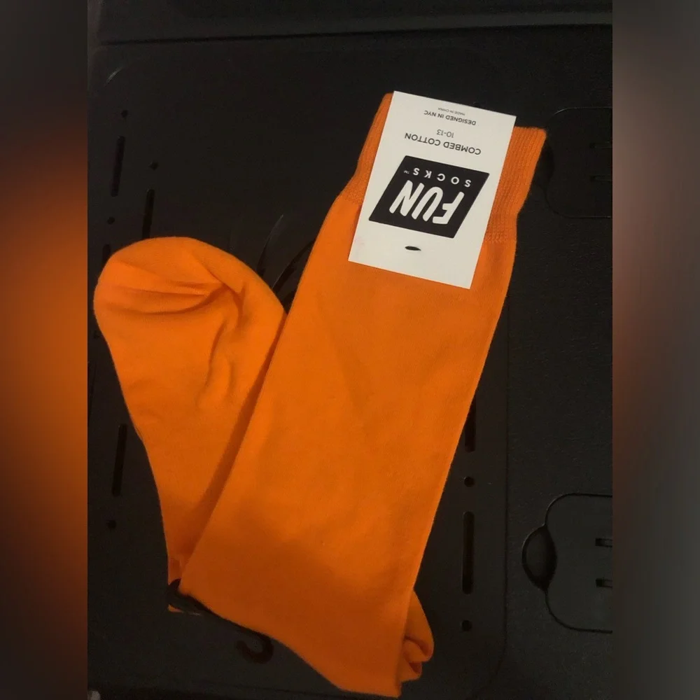 Fun Socks Men’s Orange Combed Cotton Crew Socks